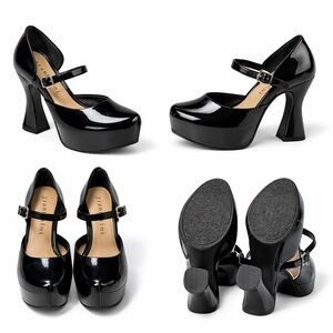 Gianni Bini Black Patent Platform Mary Jane Heels Women’s